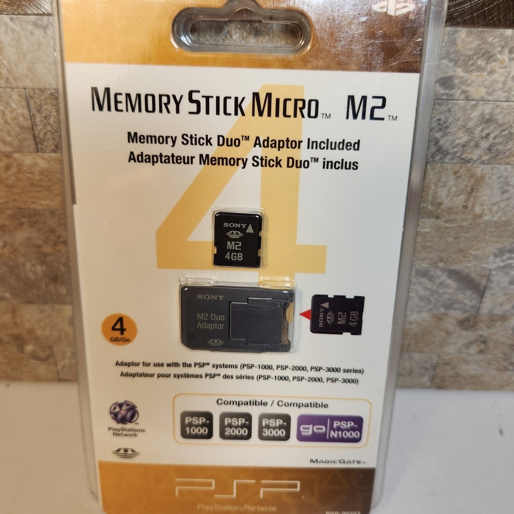 Sony Memory Stick Micro M2 4GB with Duo Adaptor for PSP 1000 2000 3000 Go Sealed